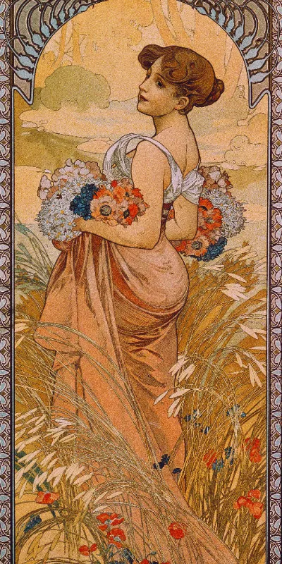 Handtuch Jahreszeiten: Der Sommer - Alfons Mucha
