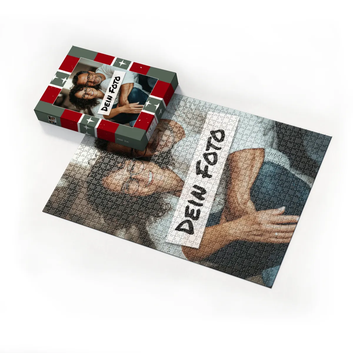 Fotopuzzle mit eigenem Bild - Fotopuzzle selbst gestalten 1000 Teile Hochformat - Schachtel Weihnachten Xmas 1 - 1000 Teile Puzzle mit Foto - Geschenk Weihnachten Xmas1 1000 Teile Hoch