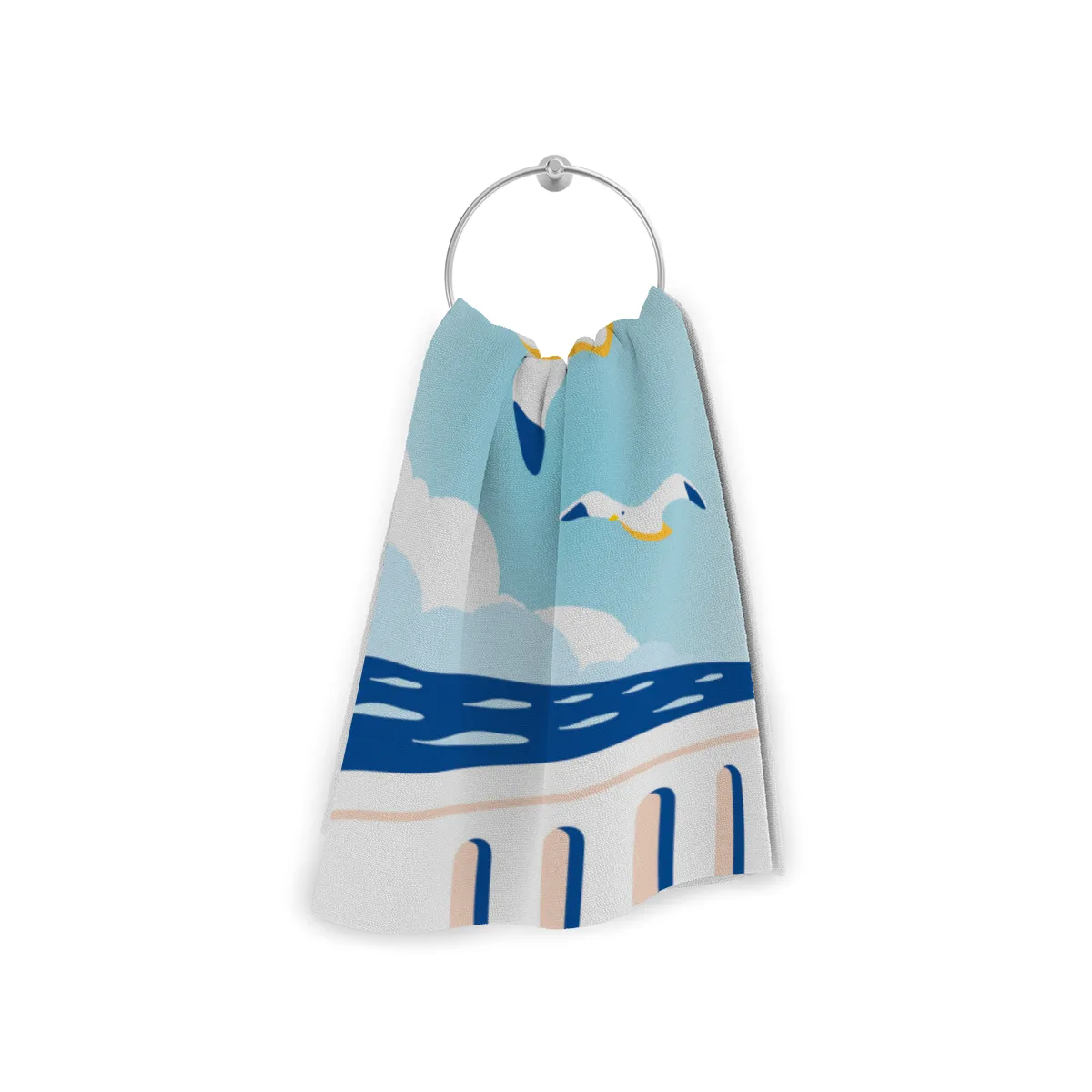Badetuch Sommer - mit Namen personalisierbar - personalisiertes Namens-Badetuch - Strandtuch mit Wunschtext - Möwen