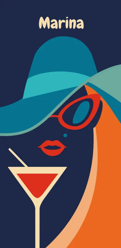 Badetuch Sommer - mit Namen personalisierbar - personalisiertes Namens-Badetuch - Strandtuch mit Wunschtext - Cocktail Lady