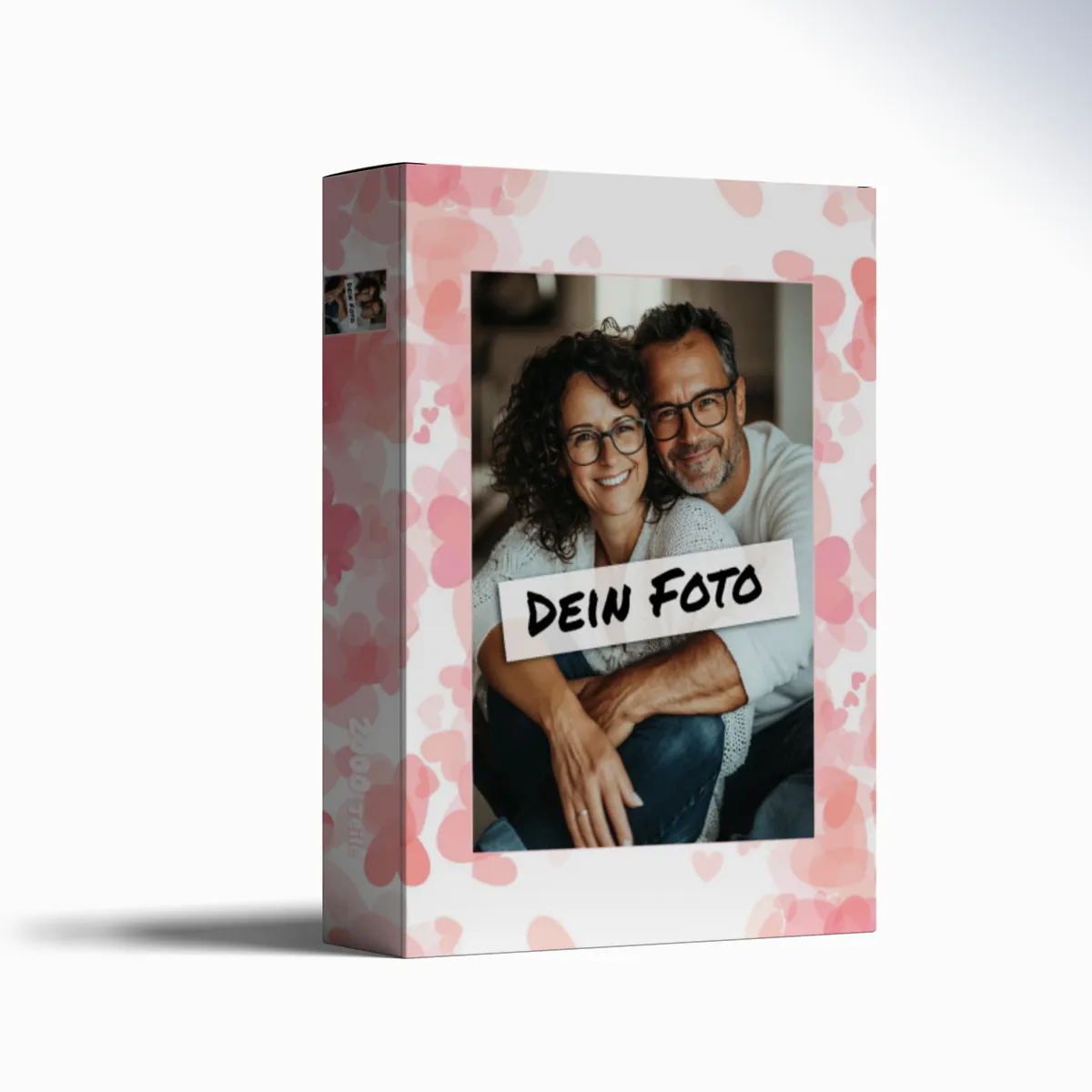 Fotopuzzle mit eigenem Bild - Fotopuzzle selbst gestalten 1000 Teile - Schachtel Herzen rosa - Puzzle mit Foto personalisiert - Geschenk Valentin Herzen rosa 1000 Teile Quer