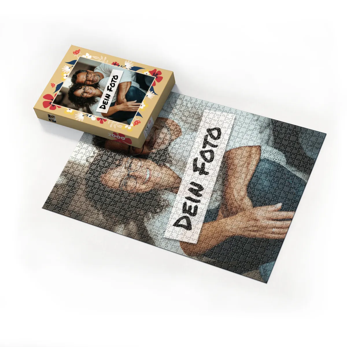 Fotopuzzle mit eigenem Bild - Puzzle selbst gestalten 2000 Teile Querformat - Schachtel Flowers - mit Foto personalisiert - Geschenk Geburtstag, Muttertag