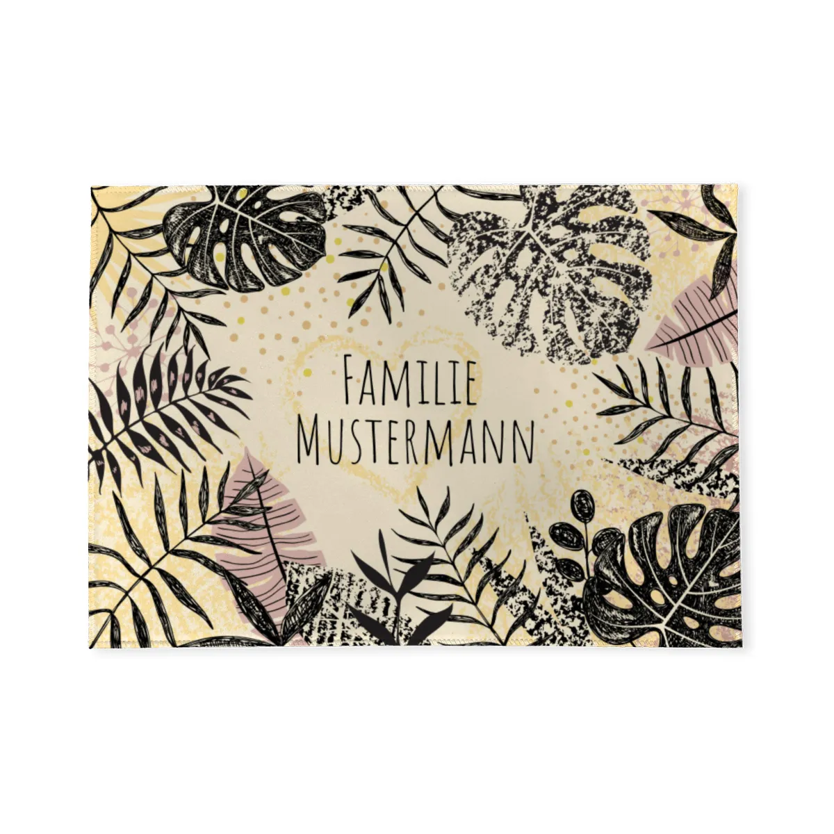 Fußmatte mit Namen personalisierbar - Geschenkidee Einzug, Geburtstag, Richtfest - Fussmatte mit Namen - Motiv Tropical Leaves 70 x 50 cm