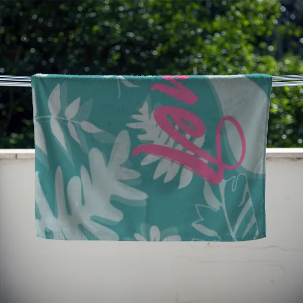 Badetuch Summer mit tropischen Blättern - mit Namen personalisierbar - personalisiertes Namensbadetuch - Strandtuch Sommer mit Namen - Summerleaves