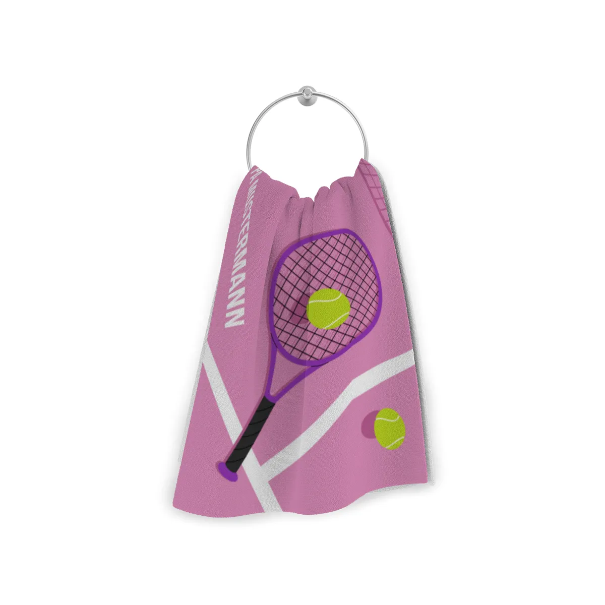 Badetuch Sport - mit Namen personalisierbar - personalisiertes Namens-Badetuch - Strandtuch mit Wunschtext - Tennis orange