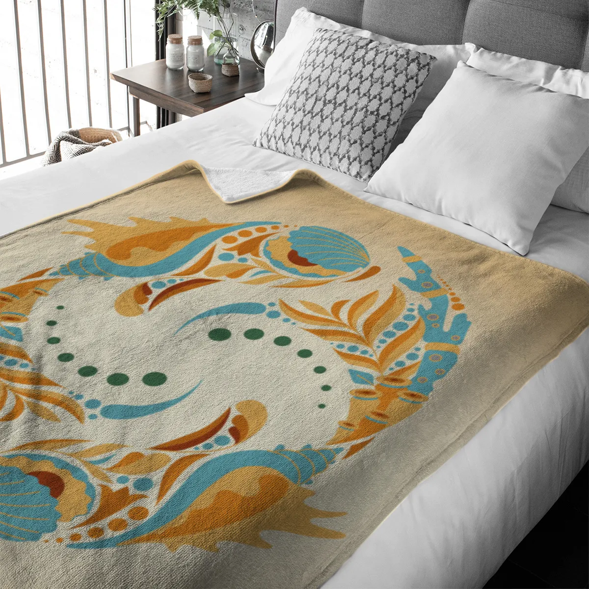 Sternzeichen Wohndecke Wassermann floral mit Namen personalisierbar