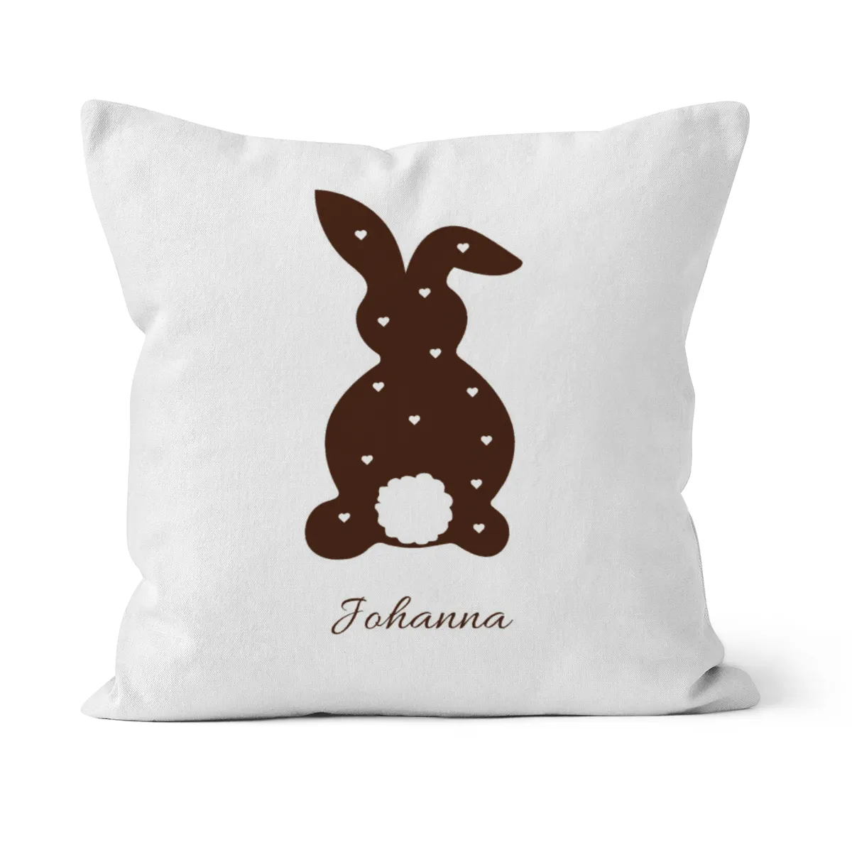 Namenskissen Ostern - Samtkissenbezug Hase Frohe Ostern - mit Namen personalisierbar - Osterdeko - Geschenkidee Ostern Hase Herzen 40 x 40 cm