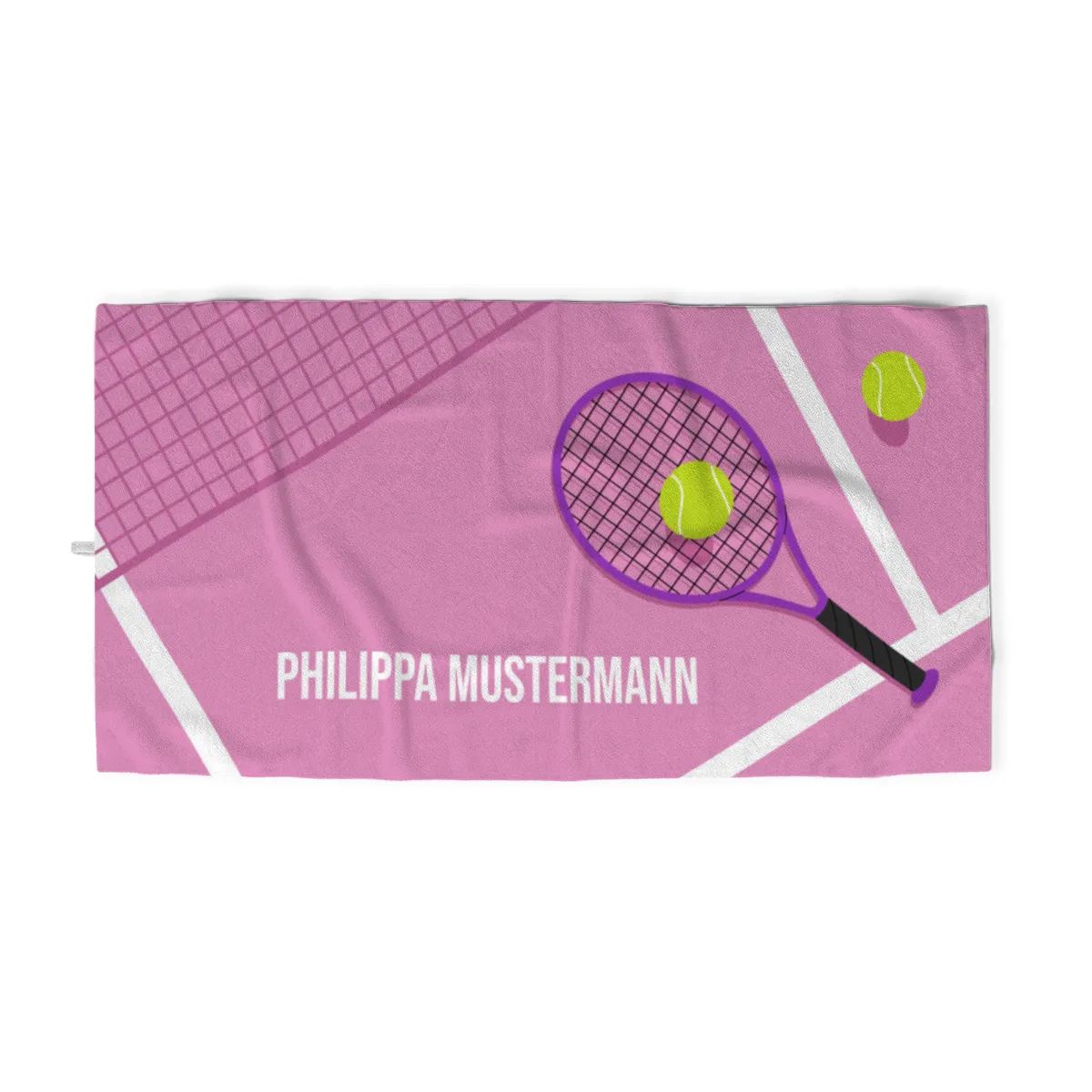 Badetuch Sport - mit Namen personalisierbar - personalisiertes Namens-Badetuch - Strandtuch mit Wunschtext - Tennis orange
