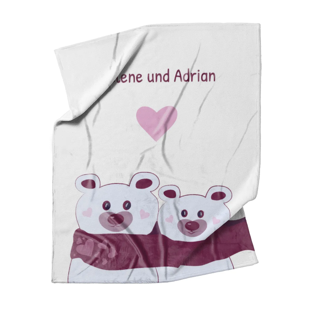 Kuscheldecke Bären mit Schal - mit Namen personalisierbar - Geschenkidee für Verliebte Bären Schal 140 x 200 cm