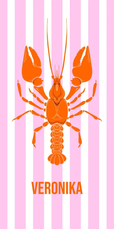 Badetuch blau gestreift mit Hummer - mit Namen personalisierbar - personalisiertes Namens-Badetuch - Strandtuch mit Wunschtext - Lobster blau