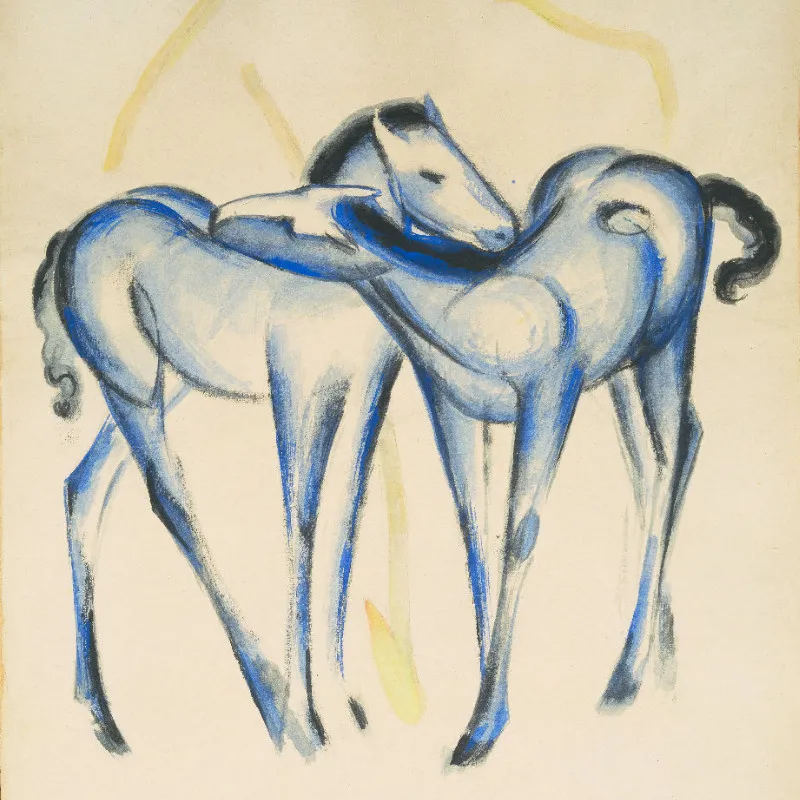 Samtkissenbezug Zwei blaue Pferde Marc ART-FM-11961-PIL-S