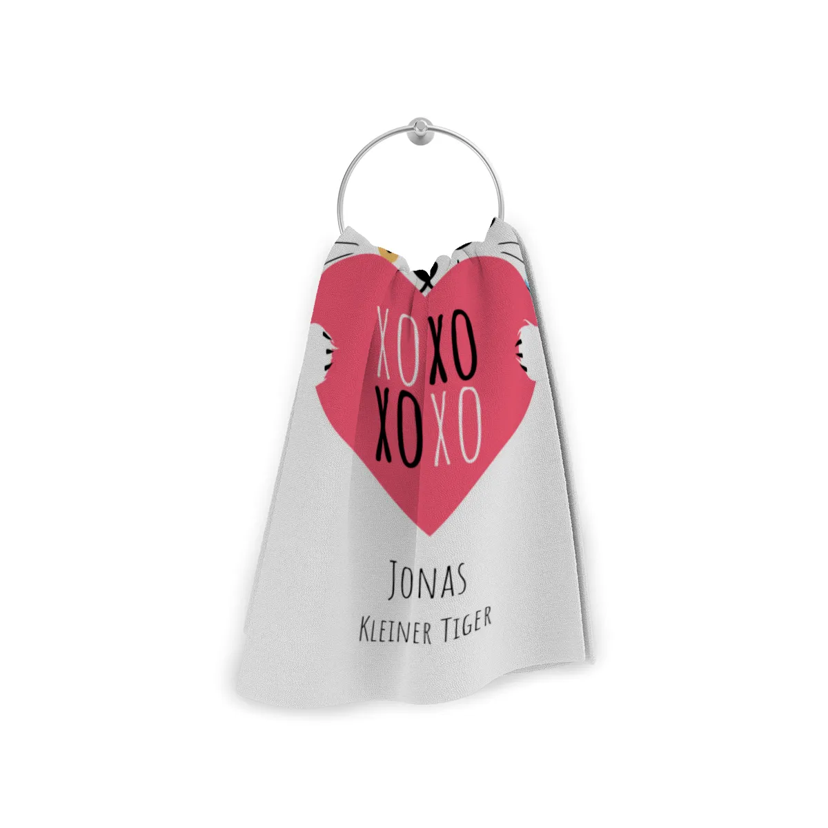 Duschtuch mit Namen personalisierbar - personalisiertes Namens-Duschtuch mit Wunschtext - XOXO Katze