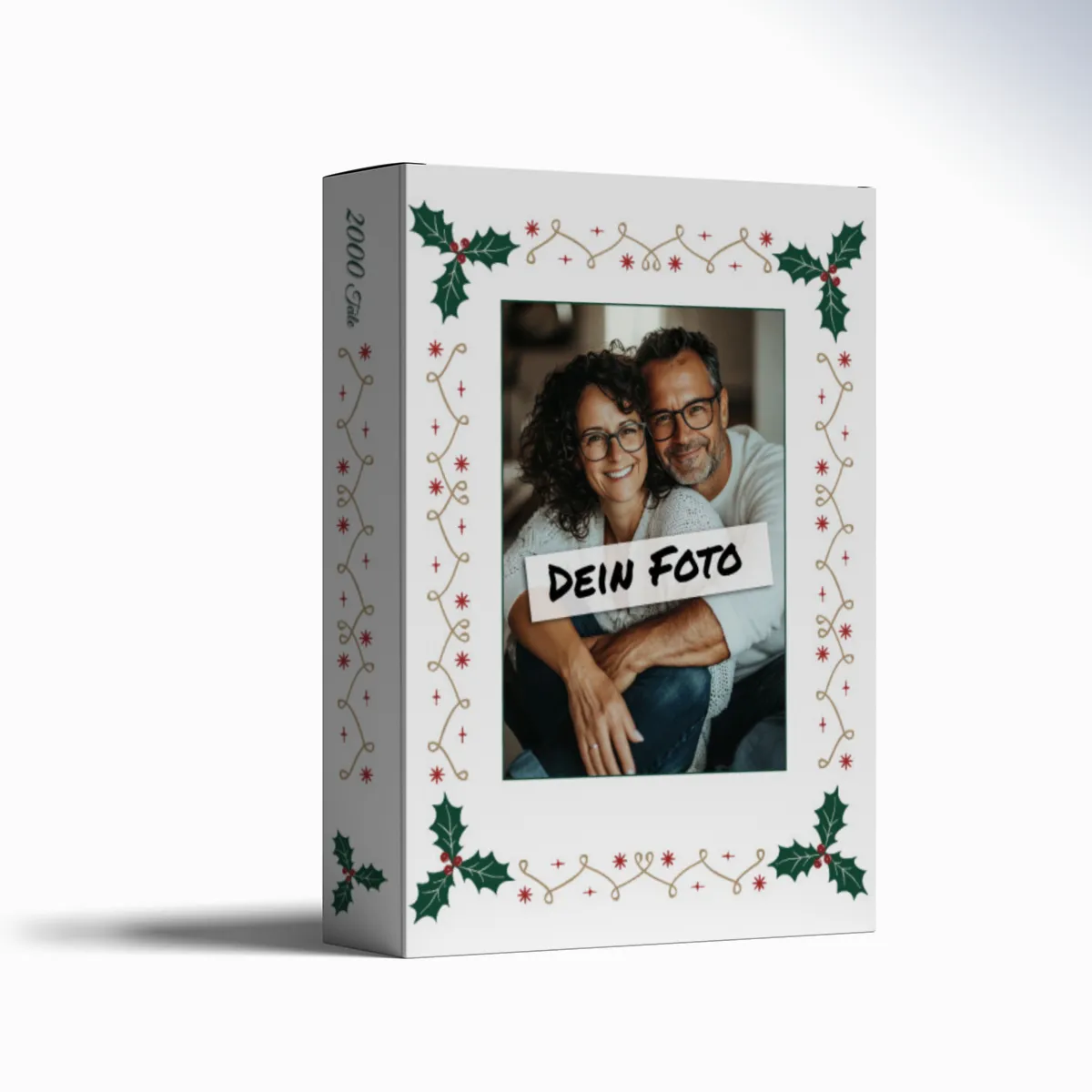 Fotopuzzle mit eigenem Bild - Fotopuzzle selbst gestalten 1000 Teile - Schachtel Weihnachtsbordüre - 1000 Teile Puzzle mit Foto - Geschenk Weihnachten Xmas2 1000 Teile Quer