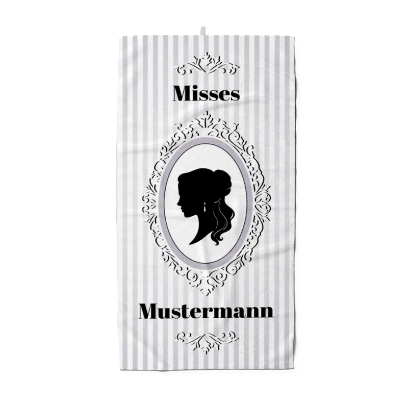 Misses Vintage - personalisiertes Namens-Duschtuch mit Wunschtext - Geschenkidee Hochzeit, Paar