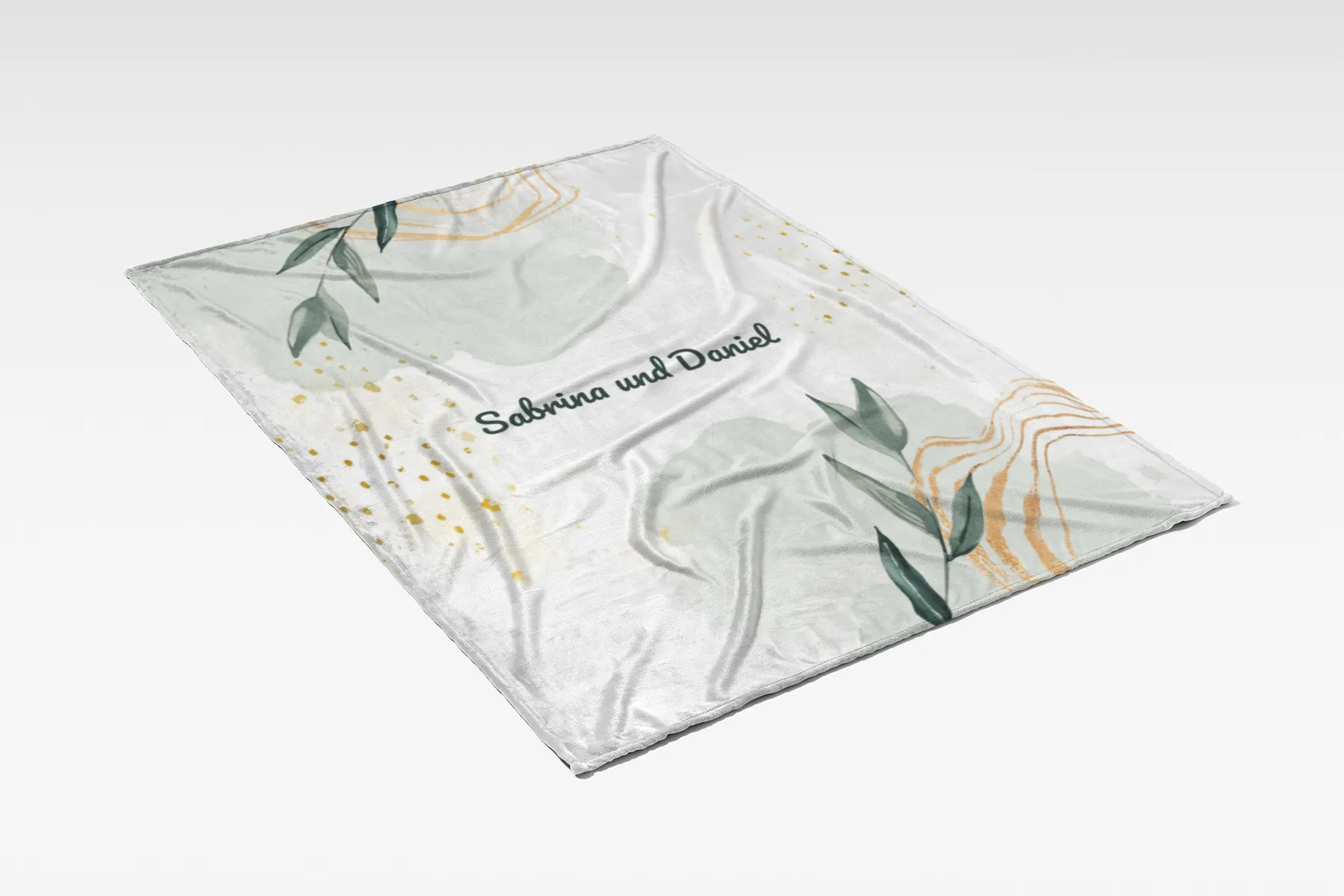 Kuscheldecke Leaves - mit Namen personalisierbar - Geschenkidee für Verliebte, Valentinstag Leaves 140 x 200 cm