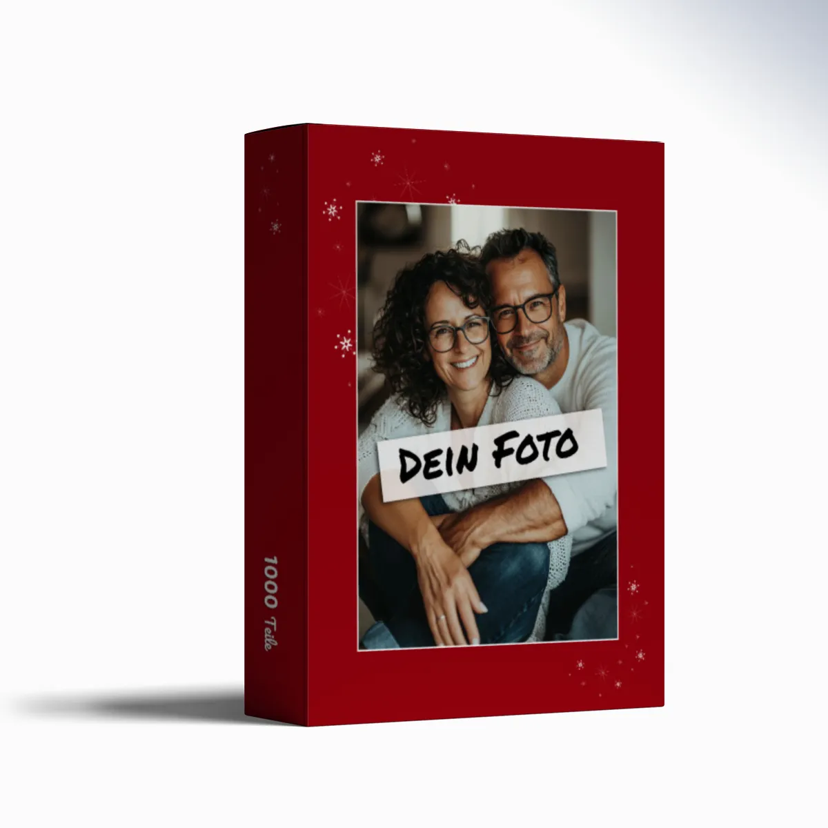 Fotopuzzle mit eigenem Bild - Fotopuzzle selbst gestalten 1000 Teile - Schachtel Sternchen rot - 1000 Teile Puzzle mit Foto - Geschenk Weihnachten Sternchen rot 1000 Teile Quer