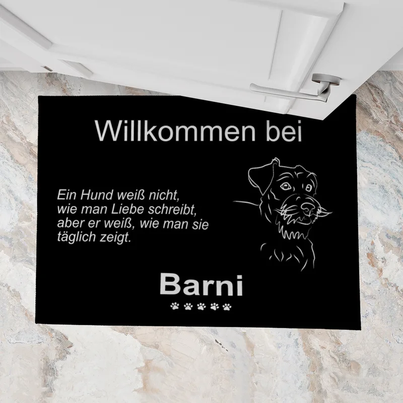 Personalisierte Fußmatte mit Französischer Bulldogge schwarz 70 x 50 cm
