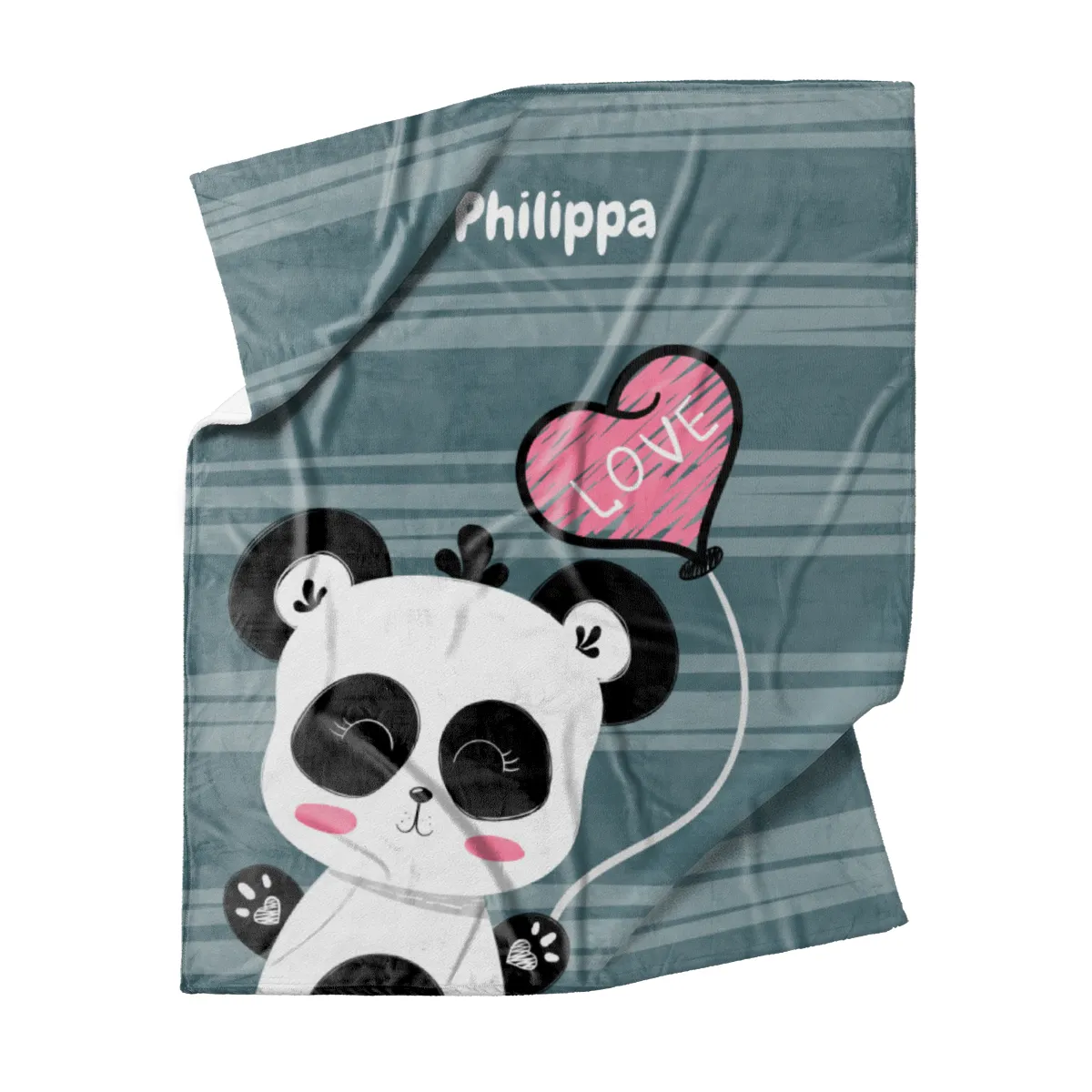 Babydecke mit Namen personalisierbar, Kuscheldecke, Namensdecke mit niedlichem Tiermotiv, Geschenkidee Geburtstag Motiv Panda Love 75 x 100 cm