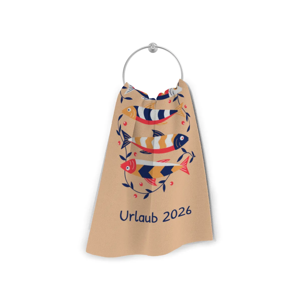 Badetuch mit Namen personalisierbar - personalisiertes Namens-Badetuch - Strandtuch mit Wunschtext - Sardinen floral
