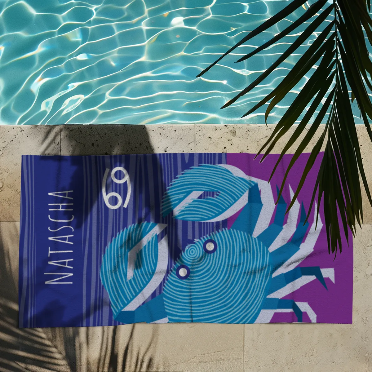 Strandtuch Sternzeichen Wassermann - mit Namen personalisierbar