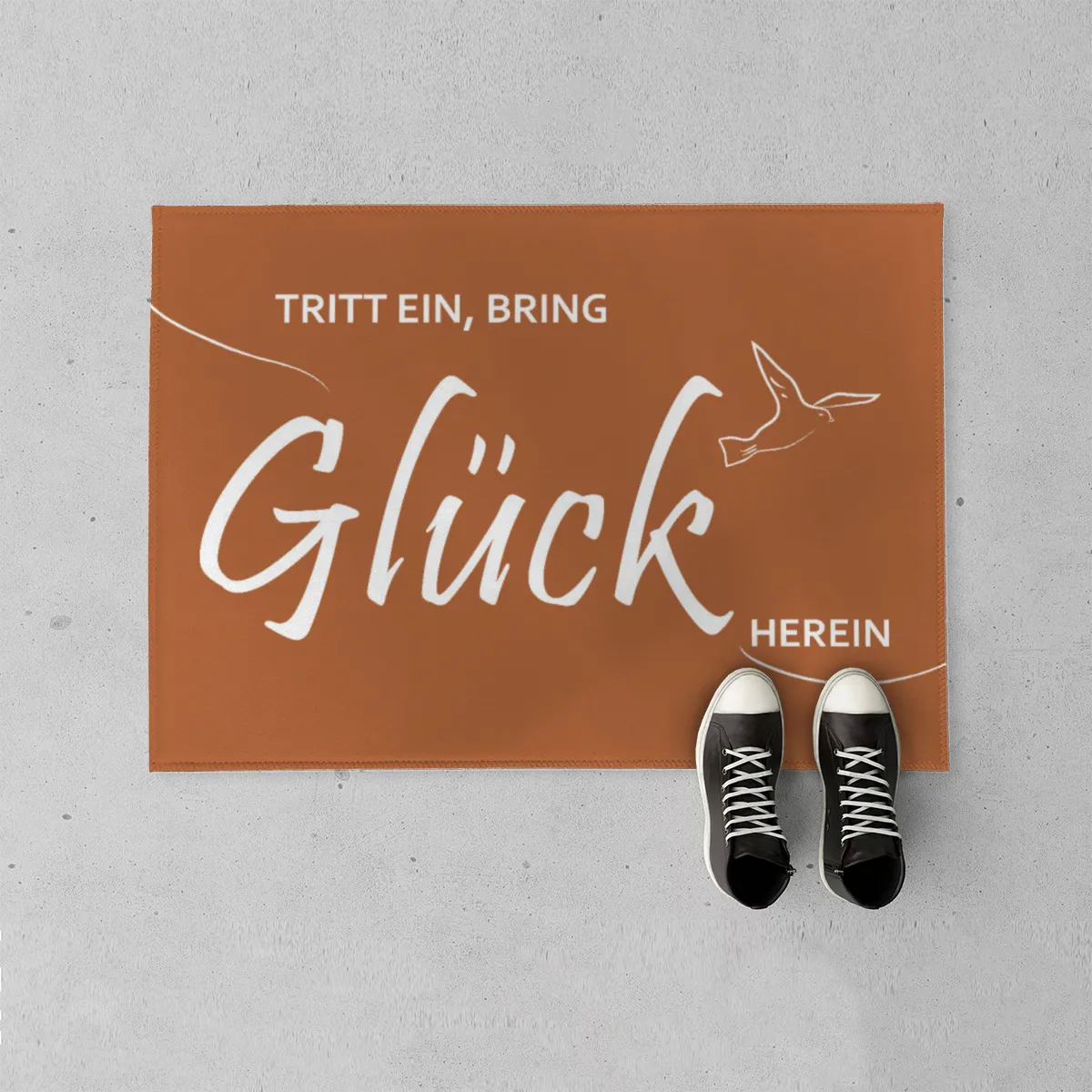 Spruch-Fußmatte Tritt ein, bring Glück herein - Schmutzfangmatte bedruckt Glück grün 70 x 50 cm