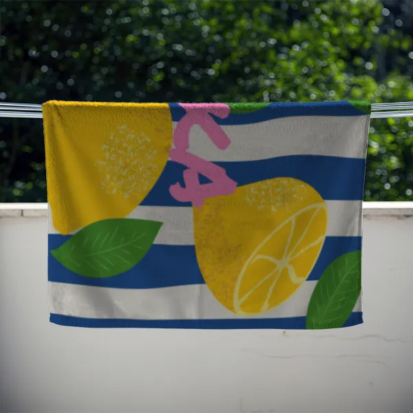 Badetuch Zitronen mit Namen personalisiert - personalisiertes Namensbadetuch - Strandtuch mit Namen - Zitronen