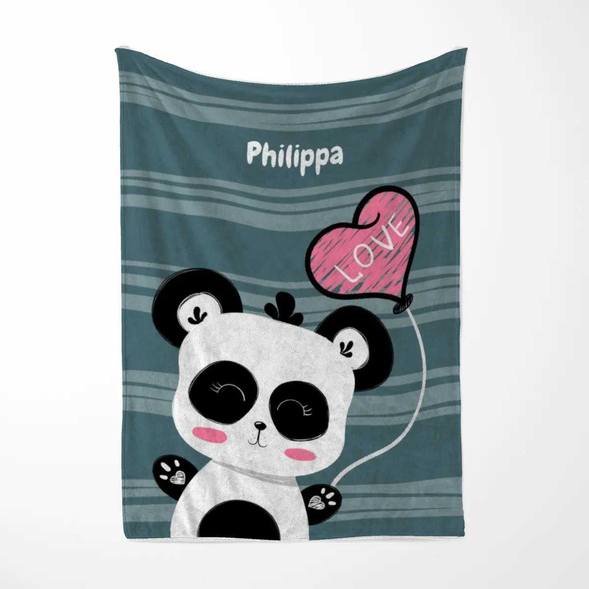 Babydecke mit Namen personalisierbar, Kuscheldecke, Namensdecke mit niedlichem Tiermotiv, Geschenkidee Geburtstag Motiv Panda Love 75 x 100 cm