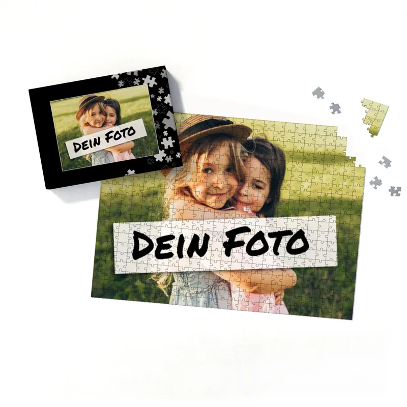 Fotopuzzle mit eigenem Bild - Puzzle selbst gestalten 1000 Teile Quer - Schachtel Puzzleteile schwarz - mit Foto personalisiert - Geschenk Geburtstag