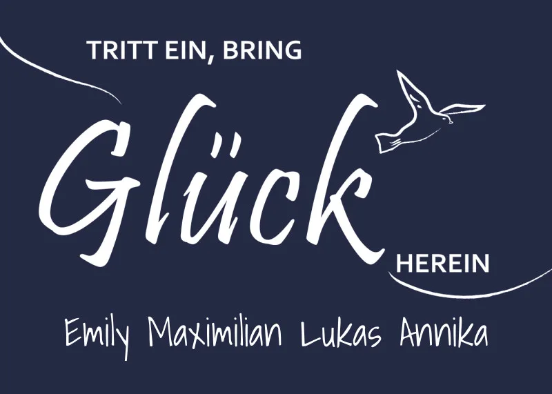 Fußmatte personalisiert Tritt ein, bring Glück herein - Geschenkidee für Familie, zum Einzug - Fussmatte mit Namen bedruckt Glück 70 x 50 cm