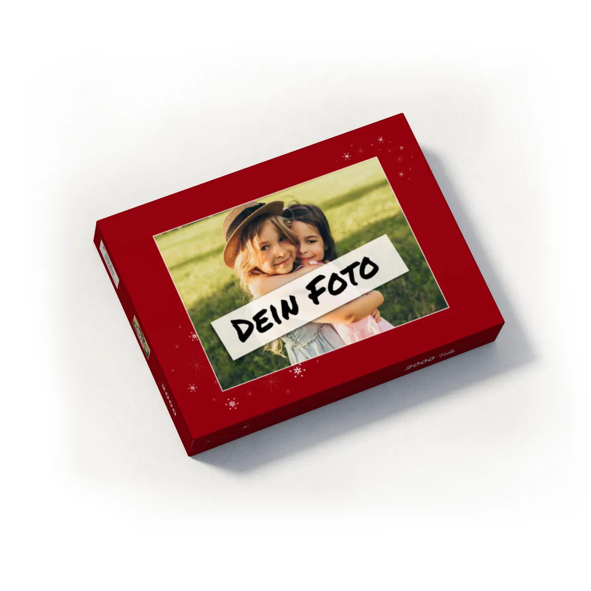 Fotopuzzle mit eigenem Bild - Fotopuzzle selbst gestalten 1000 Teile - Schachtel Sternchen rot - 1000 Teile Puzzle mit Foto - Geschenk Weihnachten Sternchen rot 1000 Teile Quer