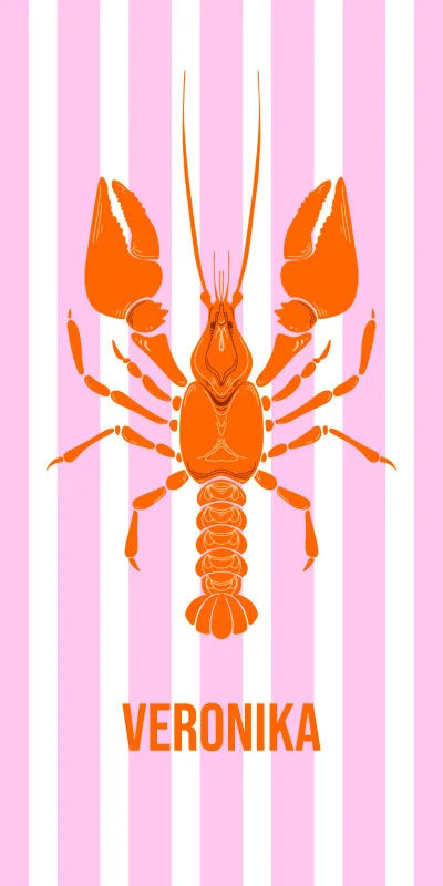 Badetuch blau gestreift mit Hummer - mit Namen personalisierbar - personalisiertes Namens-Badetuch - Strandtuch mit Wunschtext - Lobster blau