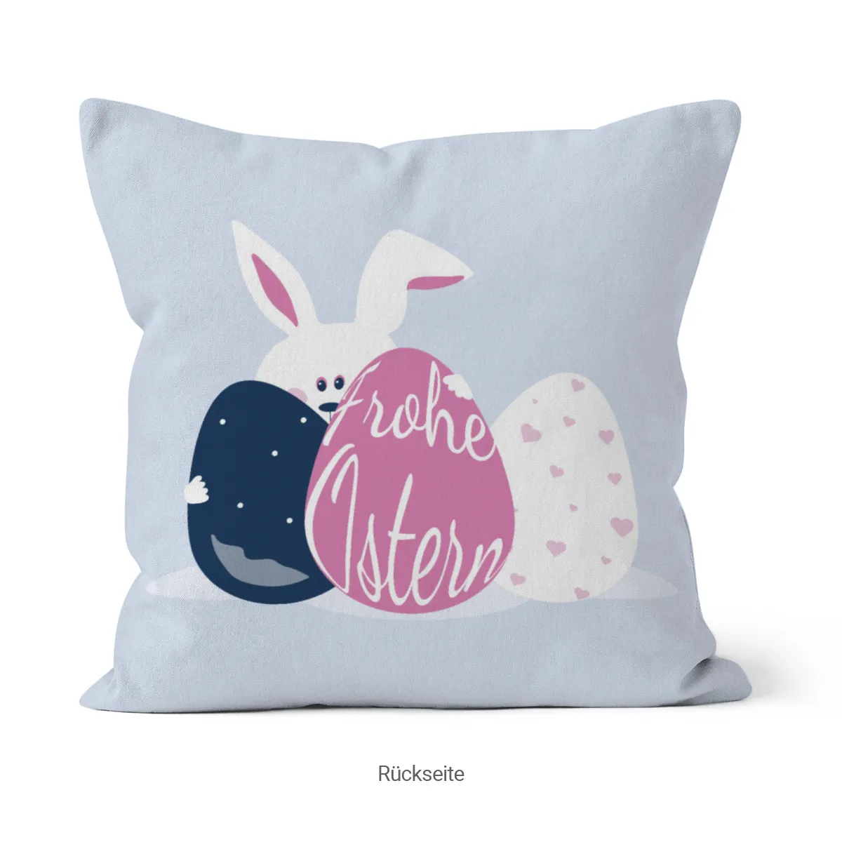 Namenskissen Osterhase - Samtkissenbezug frecher Hase - mit Namen personalisierbar - Osterdeko - Geschenkidee Ostern Hase Ostereier 40 x 40 cm
