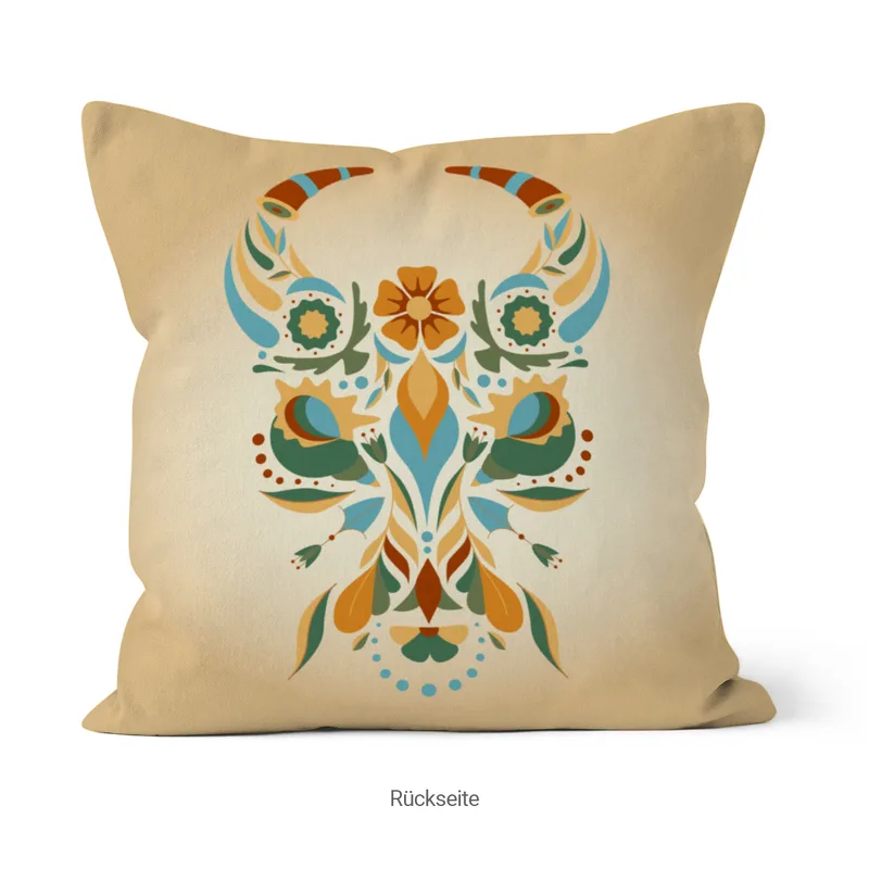Samtkissen Zodiac Art – Löwe floral