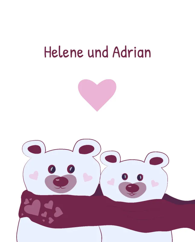 Kuscheldecke Bären mit Schal - mit Namen personalisierbar - Geschenkidee für Verliebte Bären Schal 140 x 200 cm