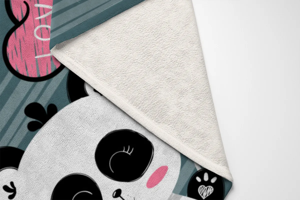 Babydecke mit Namen personalisierbar, Kuscheldecke, Namensdecke mit niedlichem Tiermotiv, Geschenkidee Geburtstag Motiv Panda Love 75 x 100 cm