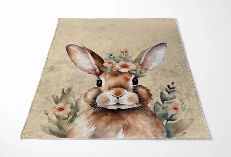 Wohndecke Hase mit Blümchen
