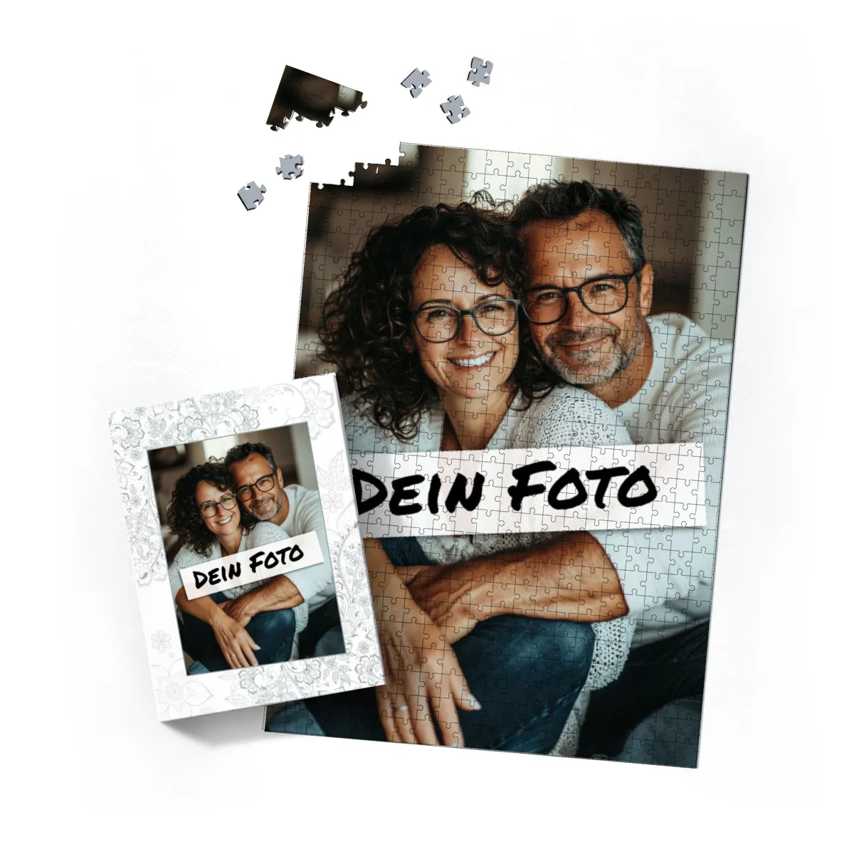 Fotopuzzle mit eigenem Bild - Fotopuzzle selbst gestalten 2000 Teile - Schachtel Floral Ornaments - Puzzle mit Foto personalisiert - Geschenk Geburtstag, Hochzeit Floral Ornaments 2000 Teile Quer