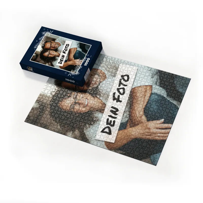 Fotopuzzle mit eigenem Bild - Fotopuzzle selbst gestalten 1000 Teile - Schachtel Weihnachtszweige - 1000 Teile Puzzle mit Foto - Geschenk Weihnachten Weihnachtszweige 1000 Teile Quer