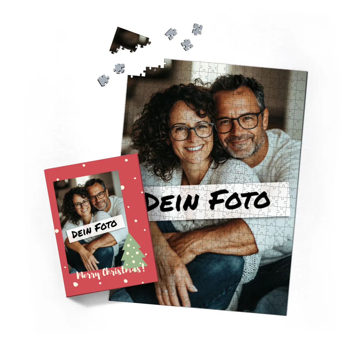 Fotopuzzle mit eigenem Bild - Fotopuzzle selbst gestalten 1000 Teile - Schachtel Merry Christmas - 1000 Teile Puzzle mit Foto - Geschenk Weihnachten MerryChristmas 1000 Teile Quer