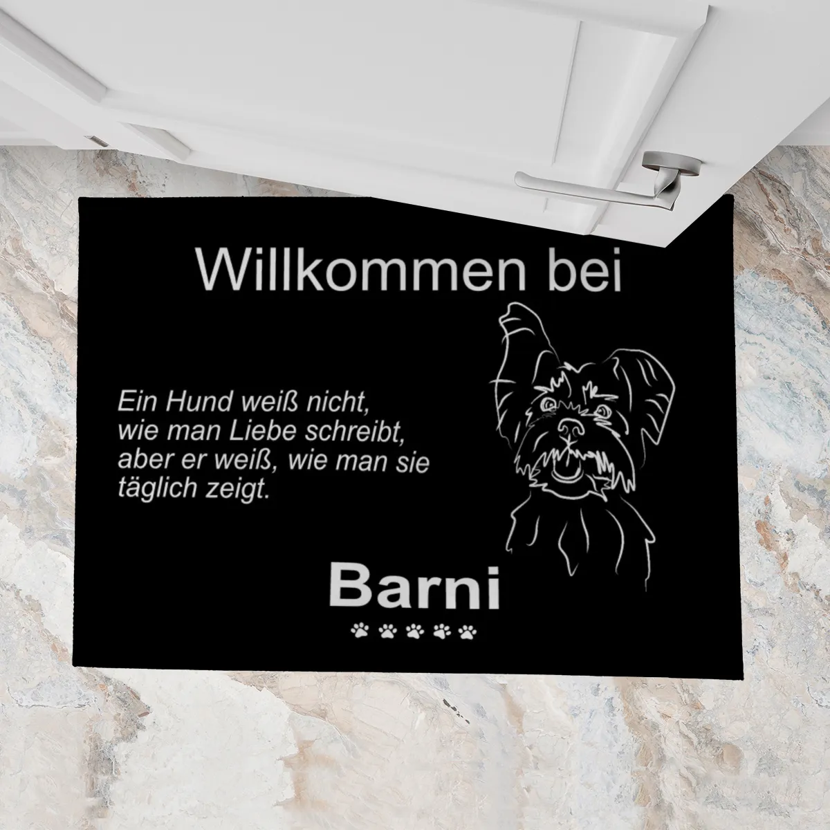 Personalisierte Fußmatte mit Französischer Bulldogge schwarz 70 x 50 cm