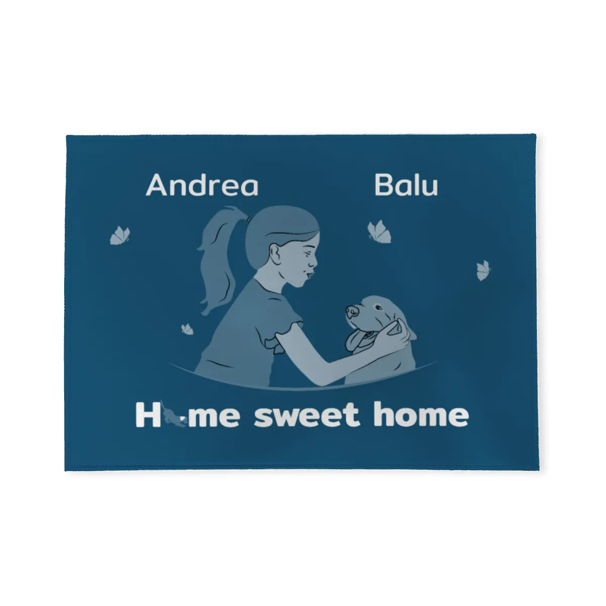 Personalisierte Fußmatte Pärchen mit Hund und Katze schwarz 70 x 50 cm