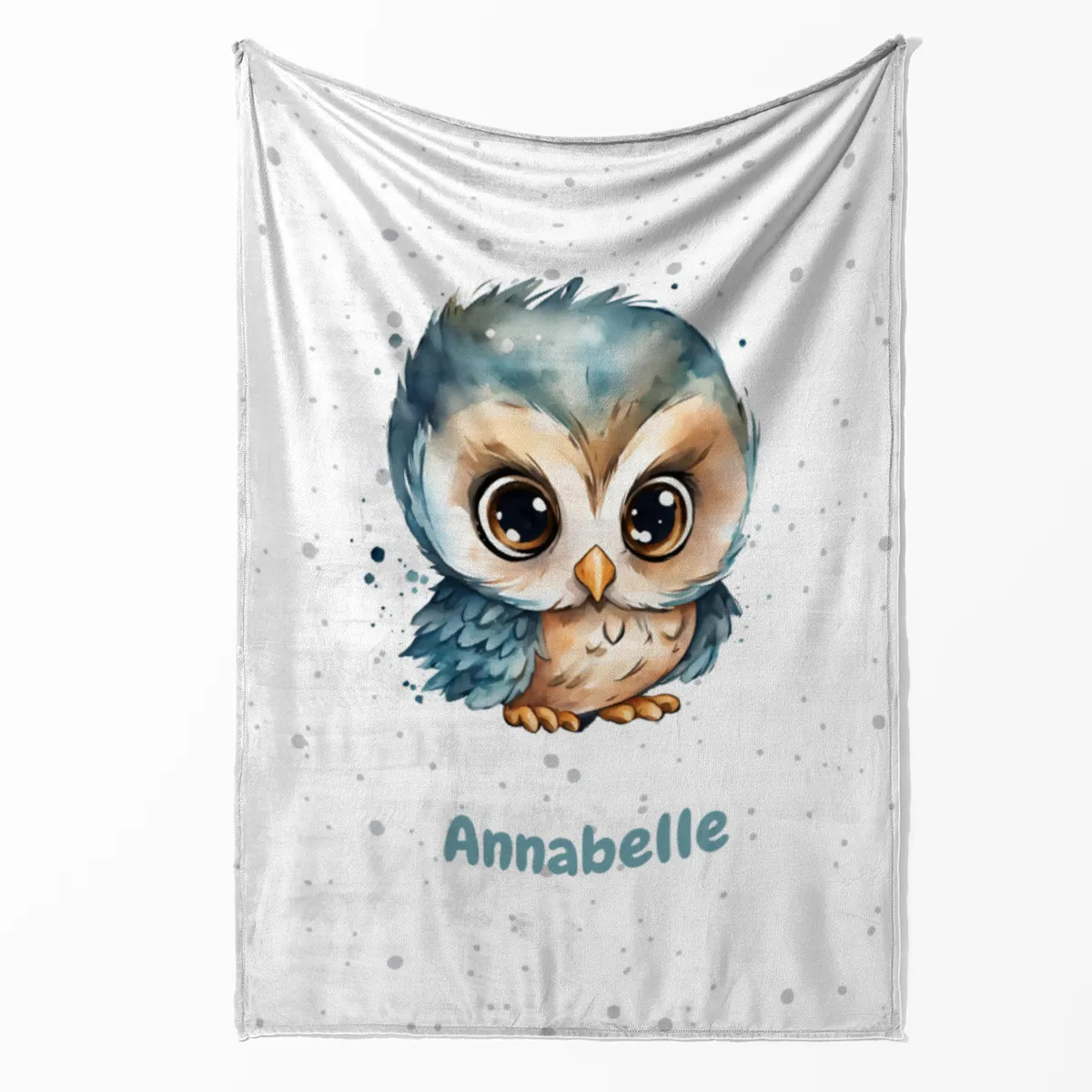 Personalisierte Kuscheldecke mit niedlicher Eule - Decke 75 x 100 cm mit Namen personalisierbar - Geschenkidee Baby - Geschenkidee Geburt Eule 75 x 100 cm