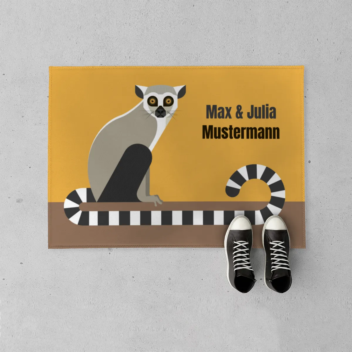 Personalisierte Fußmatte mit Lemur & Wunschnamen