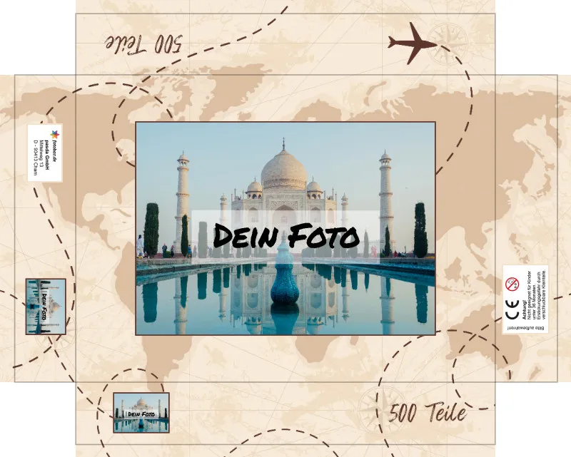Fotopuzzle mit eigenem Bild - Fotopuzzle selbst gestalten 2000 Teile - Schachtel Weltreise - Puzzle mit Foto personalisiert - Geschenk Geburtstag Weltreise 2000 Teile Quer