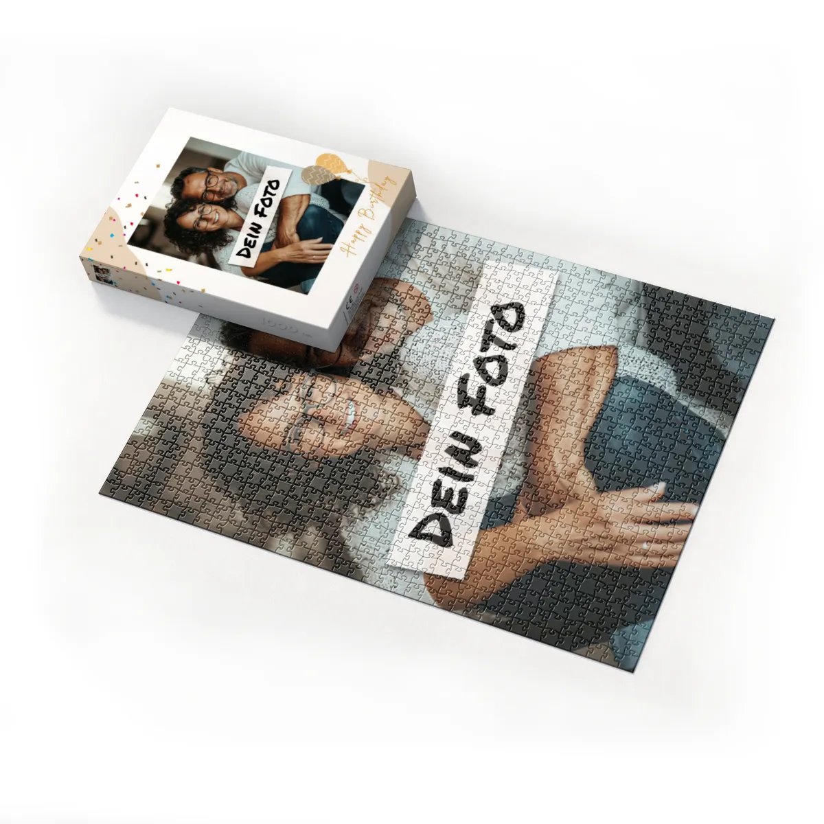 Fotopuzzle mit eigenem Bild - Fotopuzzle selbst gestalten 500 Teile - Schachtel Happy Birthday - 500 Teile Puzzle mit Foto - Geschenk Geburtstag Geburtstag 500 Teile Quer
