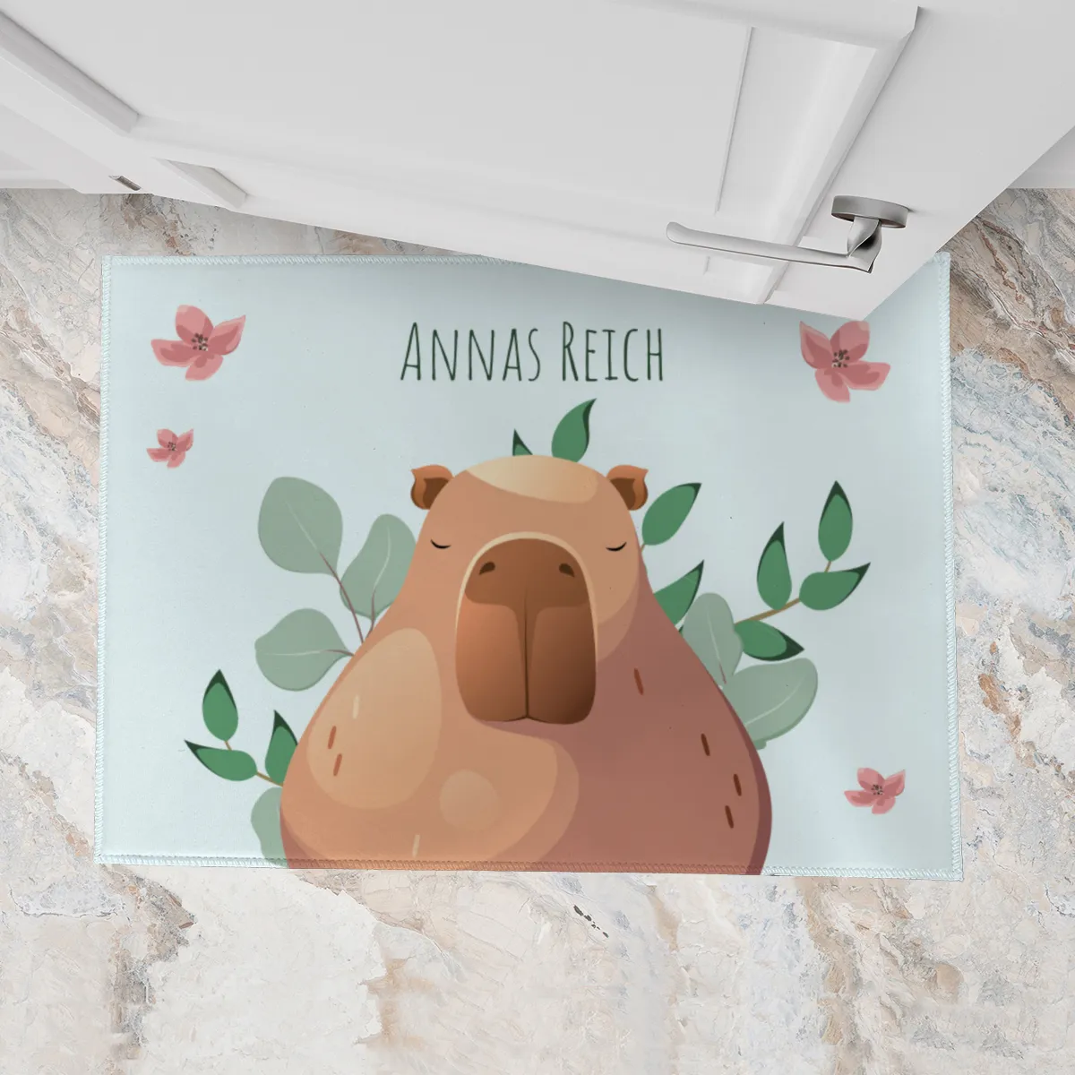 Fußmatte Capybara mit Namen personalisiert - Kinderzimmer Capy