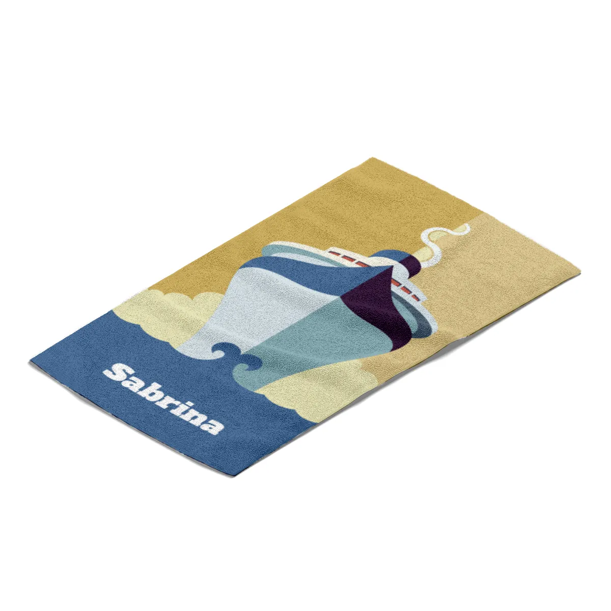 Badetuch Sommer - mit Namen personalisierbar - personalisiertes Namens-Badetuch - Strandtuch mit Wunschtext - Dampfer