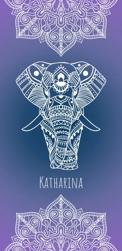 Badetuch Sommer - mit Namen personalisierbar - personalisiertes Namens-Badetuch - Strandtuch mit Wunschtext - Mandala Elefant