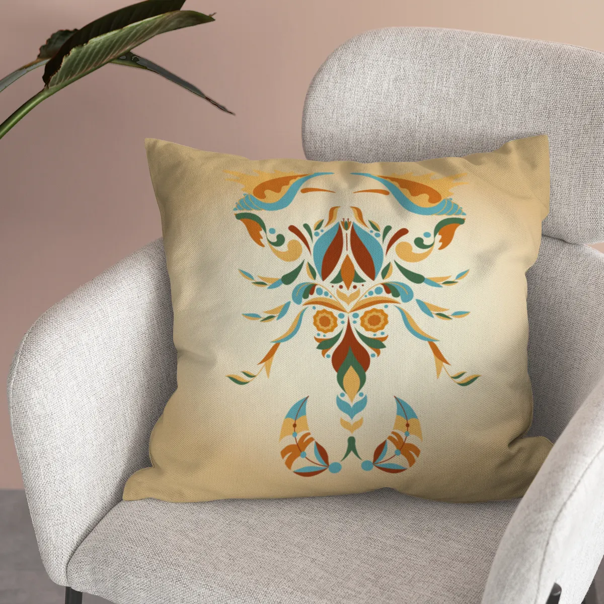 Samtkissen Zodiac Art – Löwe floral