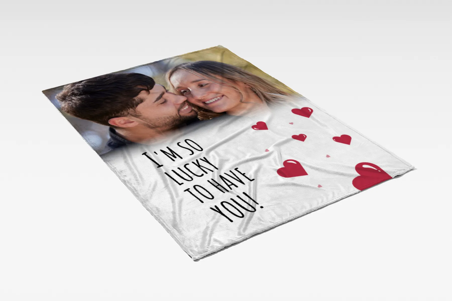 Kuscheldecke So Lucky - mit Foto personalisierbar - Geschenkidee für Verliebte, Valentinstag So Lucky